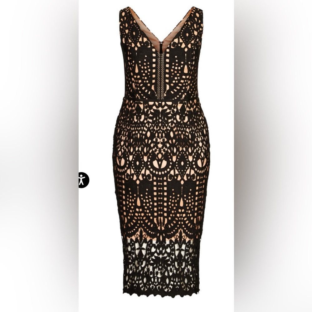 City Chic All Class Lacey overlay Black Dress Size 16